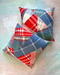 Vintage Blanket Patchwork Cushions Frenchie PAIR