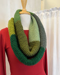 Hand Knitted Infinity Scarf All The Greens