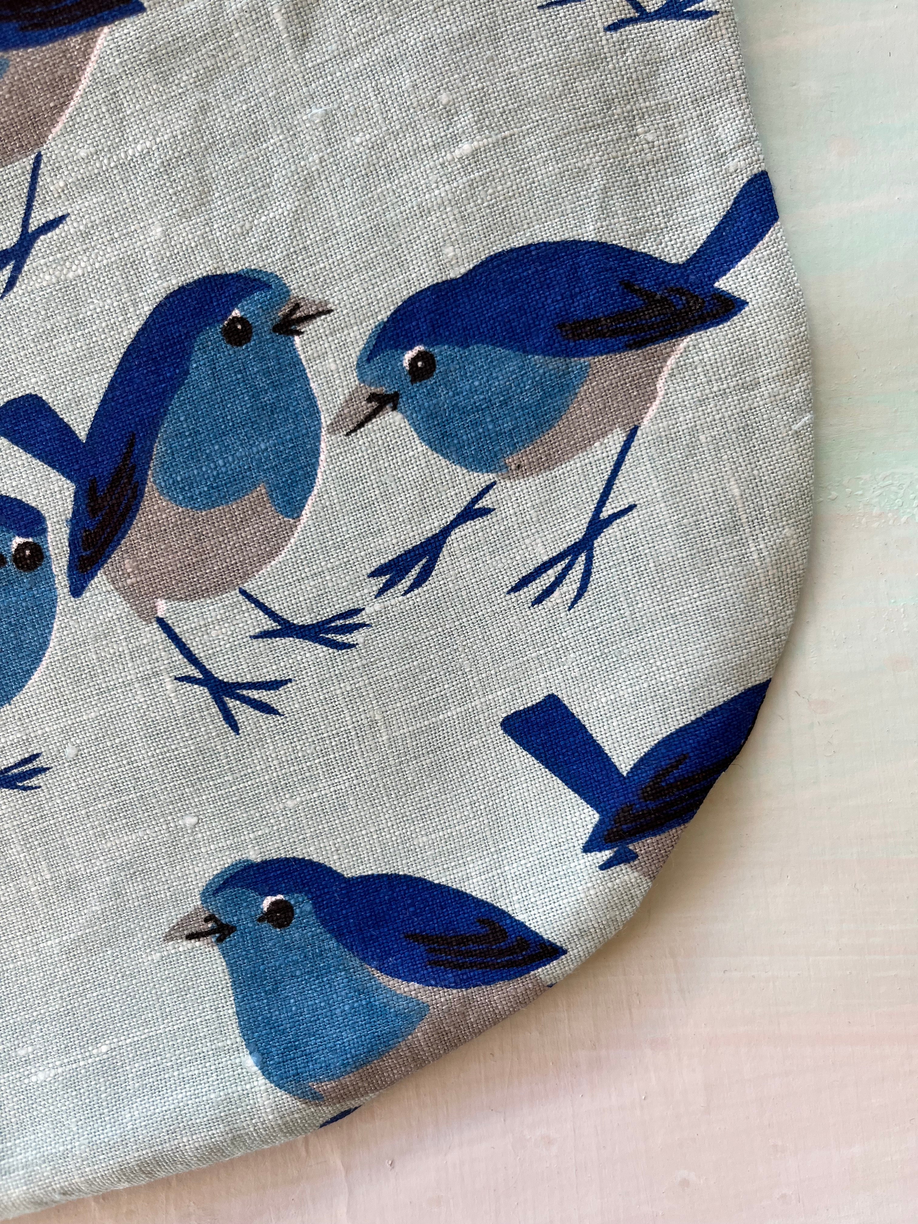 Crescent Purse Vintage Blue Robins