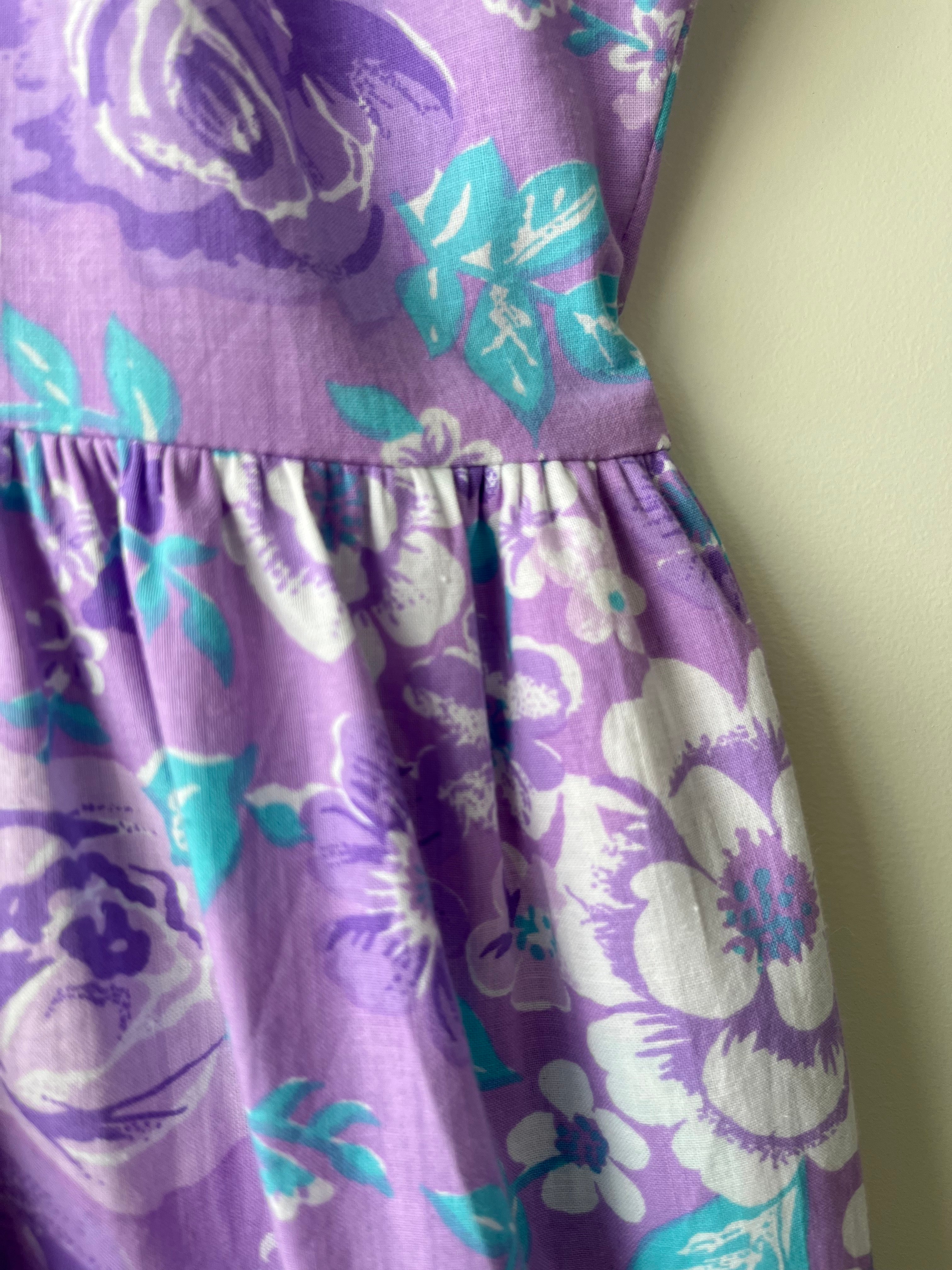 Lucy Dress Vintage Purple Roses 12, 16