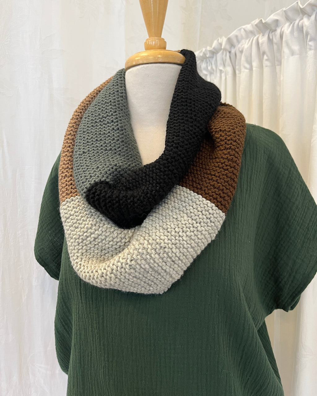 Hand Knitted Infinity Scarf Eucalyptus