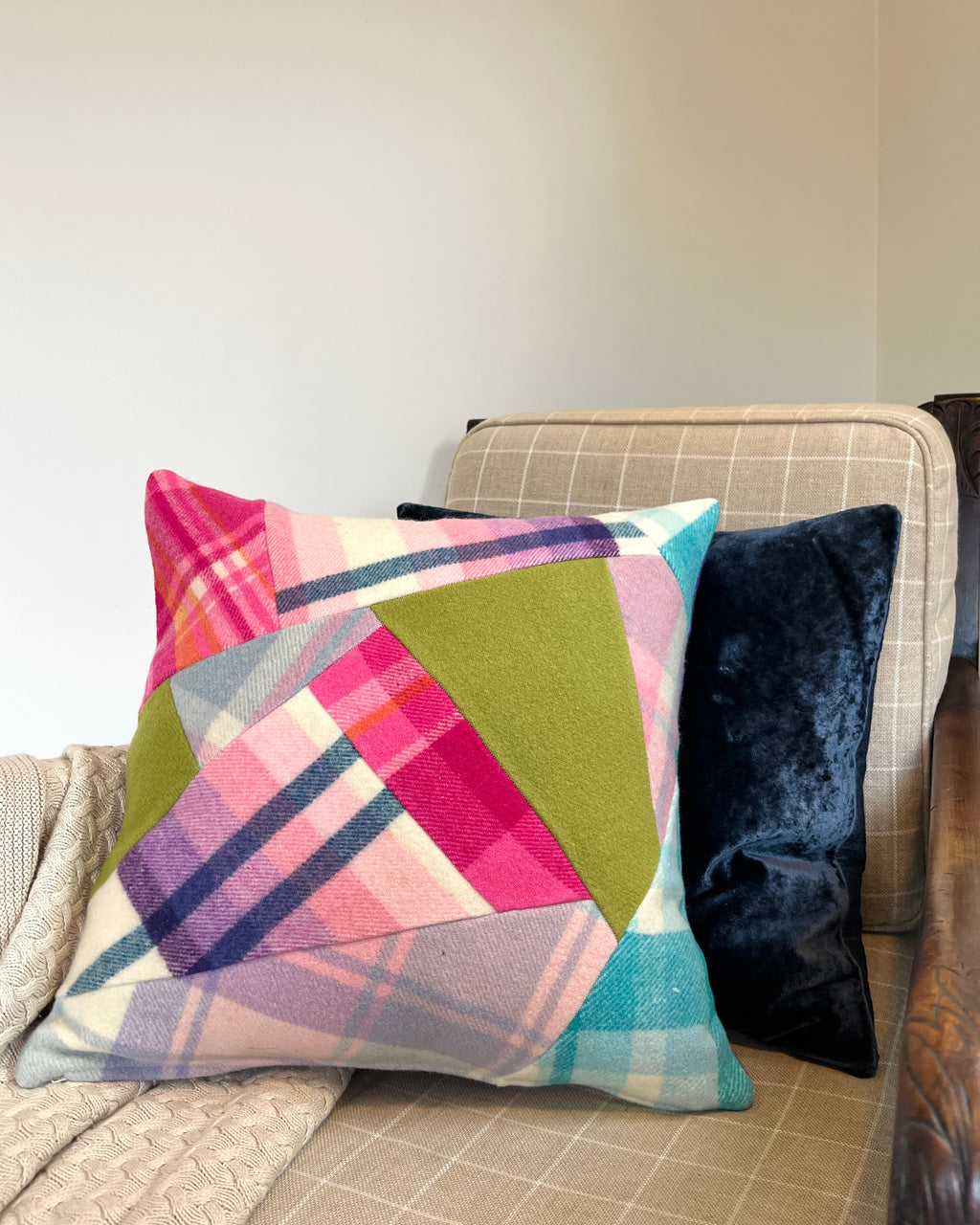 Vintage Blanket Patchwork Cushion Single FIESTA