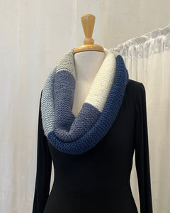 Hand Knitted Infinity Scarf Blue Moon