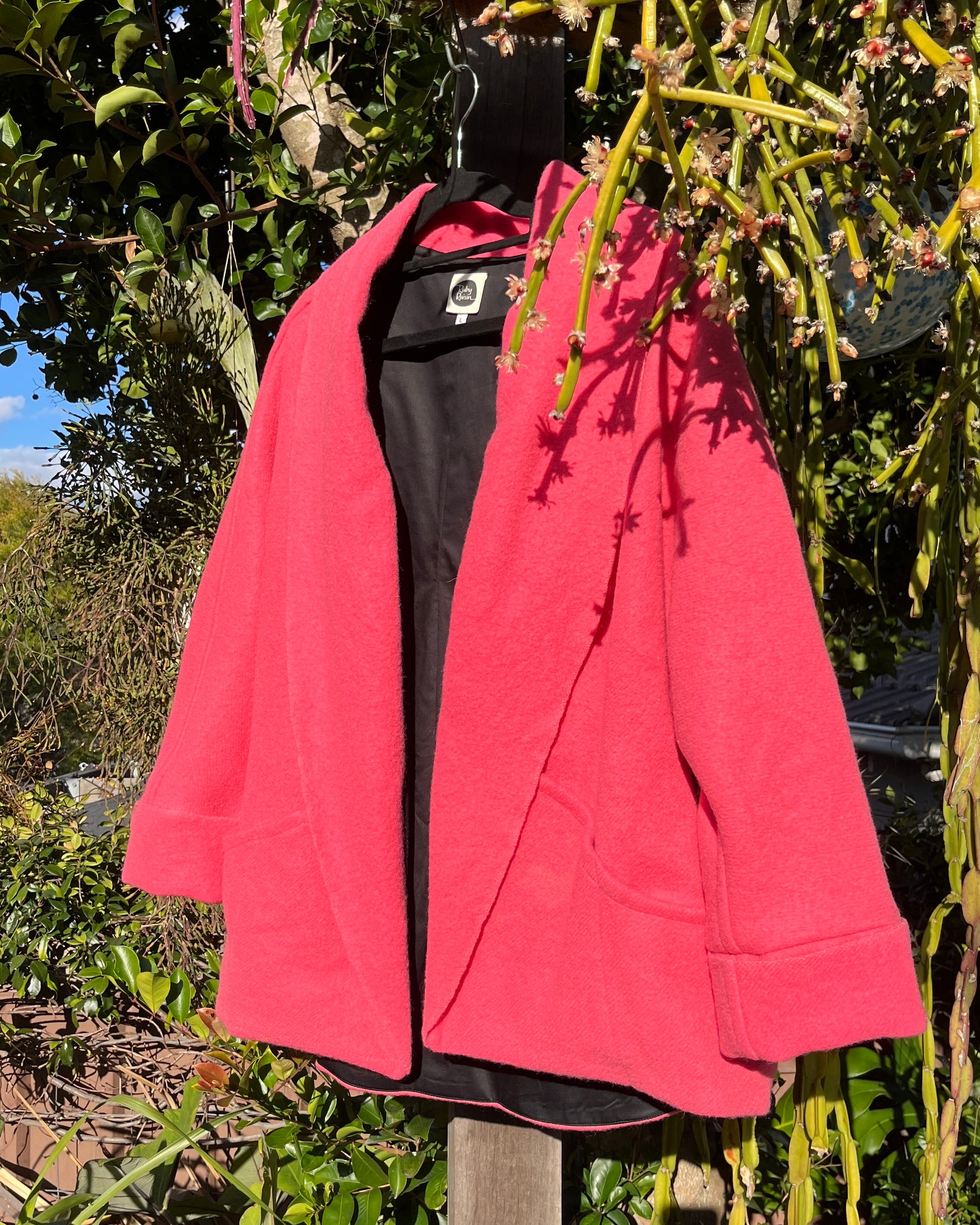 Cocoon Coat Block Colour EXAMPLE – Rubyraisin