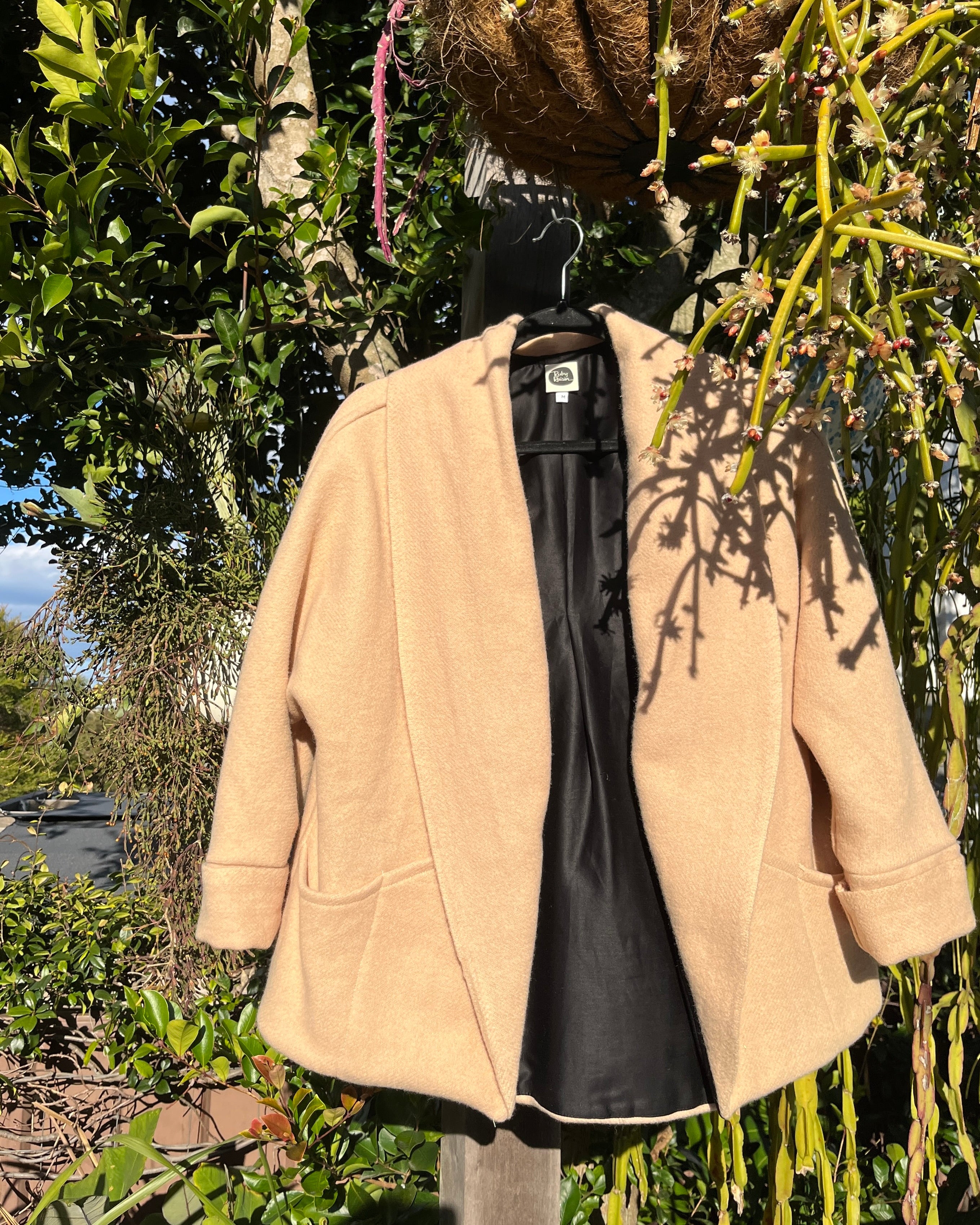 Cocoon Coat Block Colour EXAMPLE – Rubyraisin