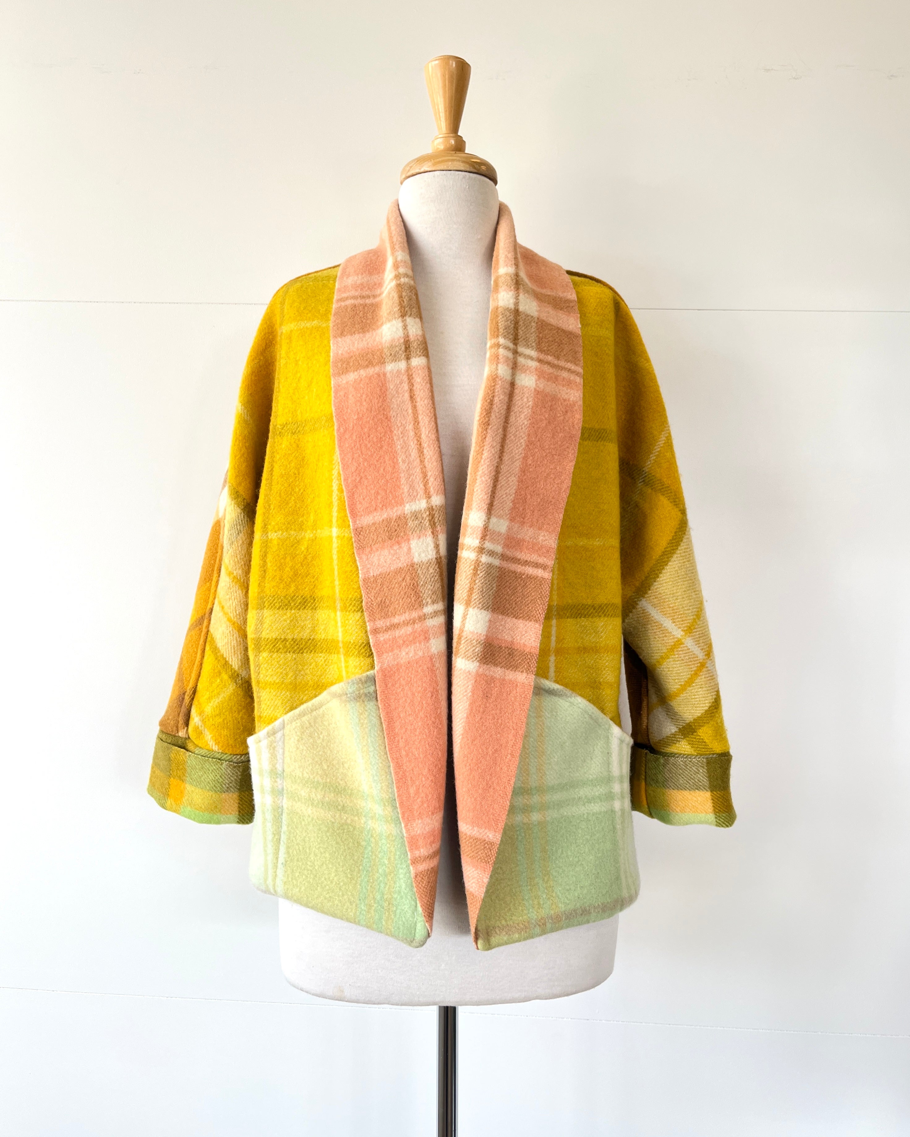 Cocoon Coat Patchwork Lemon lime & Bitters M