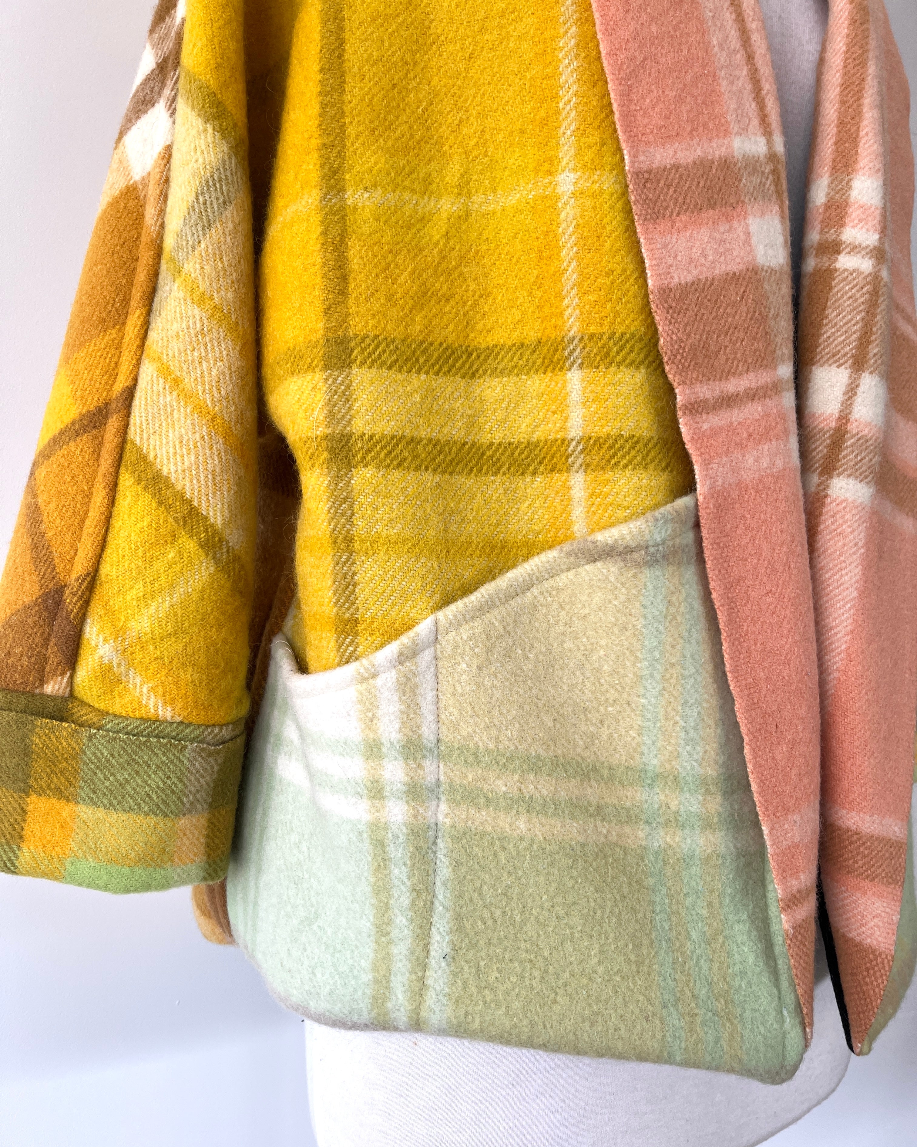 Cocoon Coat Patchwork Lemon lime & Bitters M