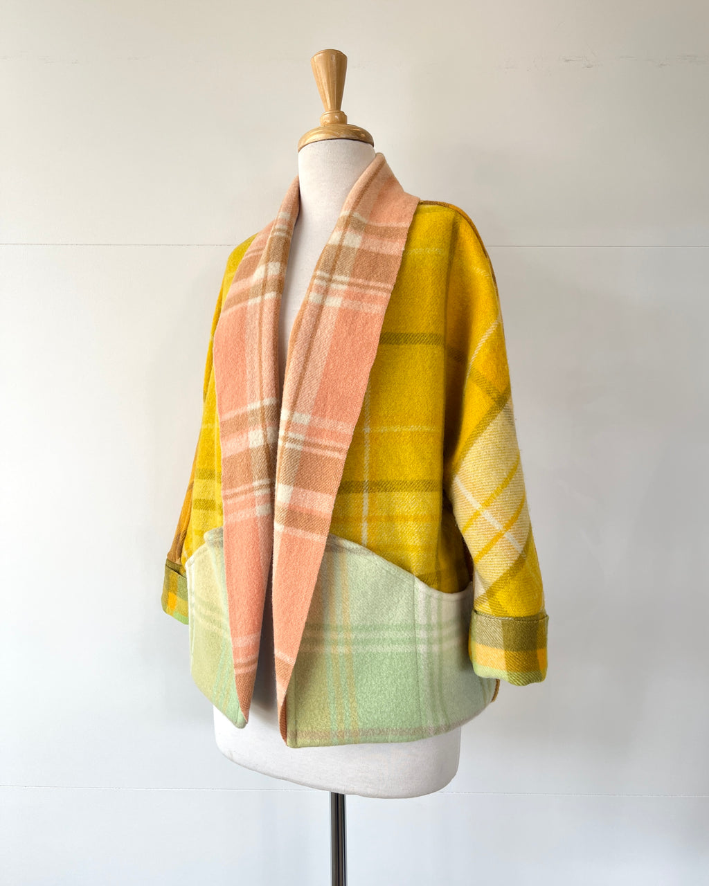 Cocoon Coat Patchwork Lemon lime & Bitters M