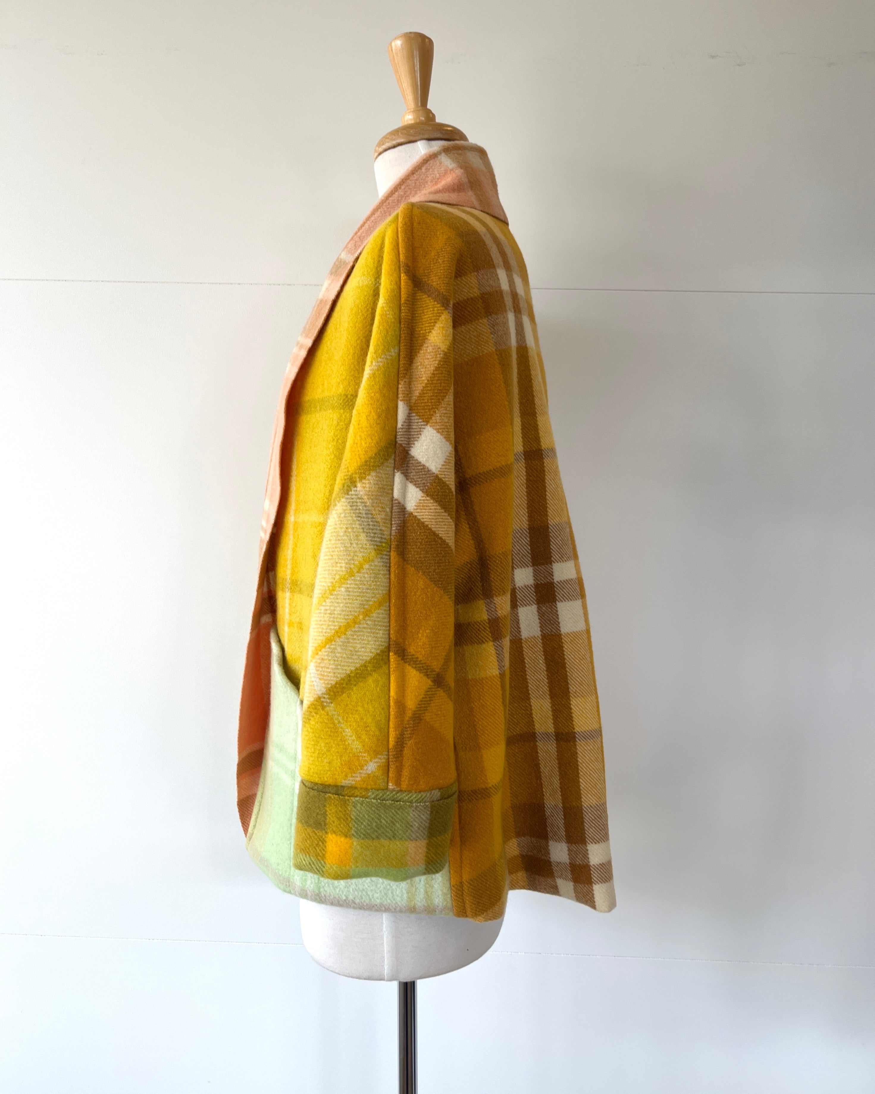Cocoon Coat Patchwork Lemon lime & Bitters M
