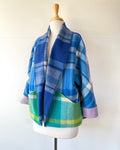 Cocoon Coat Patchwork Blue Ribbon M