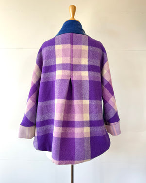 Cocoon Coat Patchwork Blue Ribbon M