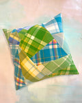 Vintage Blanket Patchwork Large/Floor Cushion GRASSY GREEN #1