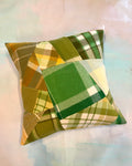 Vintage Blanket Patchwork Large/Floor Cushion EARTHY GREEN #2