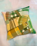 Vintage Blanket Patchwork Large/Floor Cushion EARTHY GREEN #1