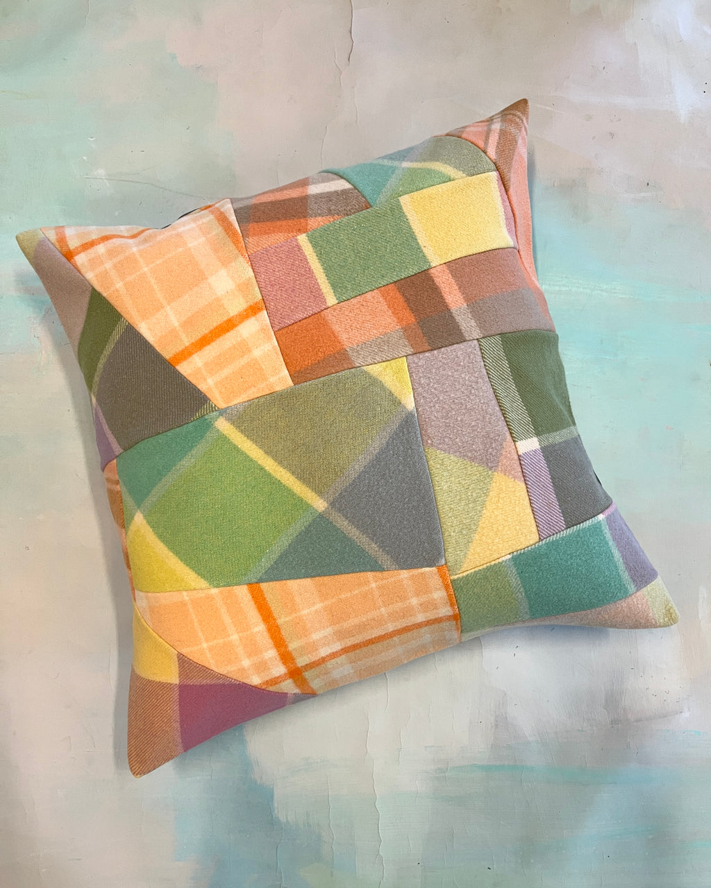 Vintage Blanket Patchwork Large/Floor Cushion FRUIT TINGLE