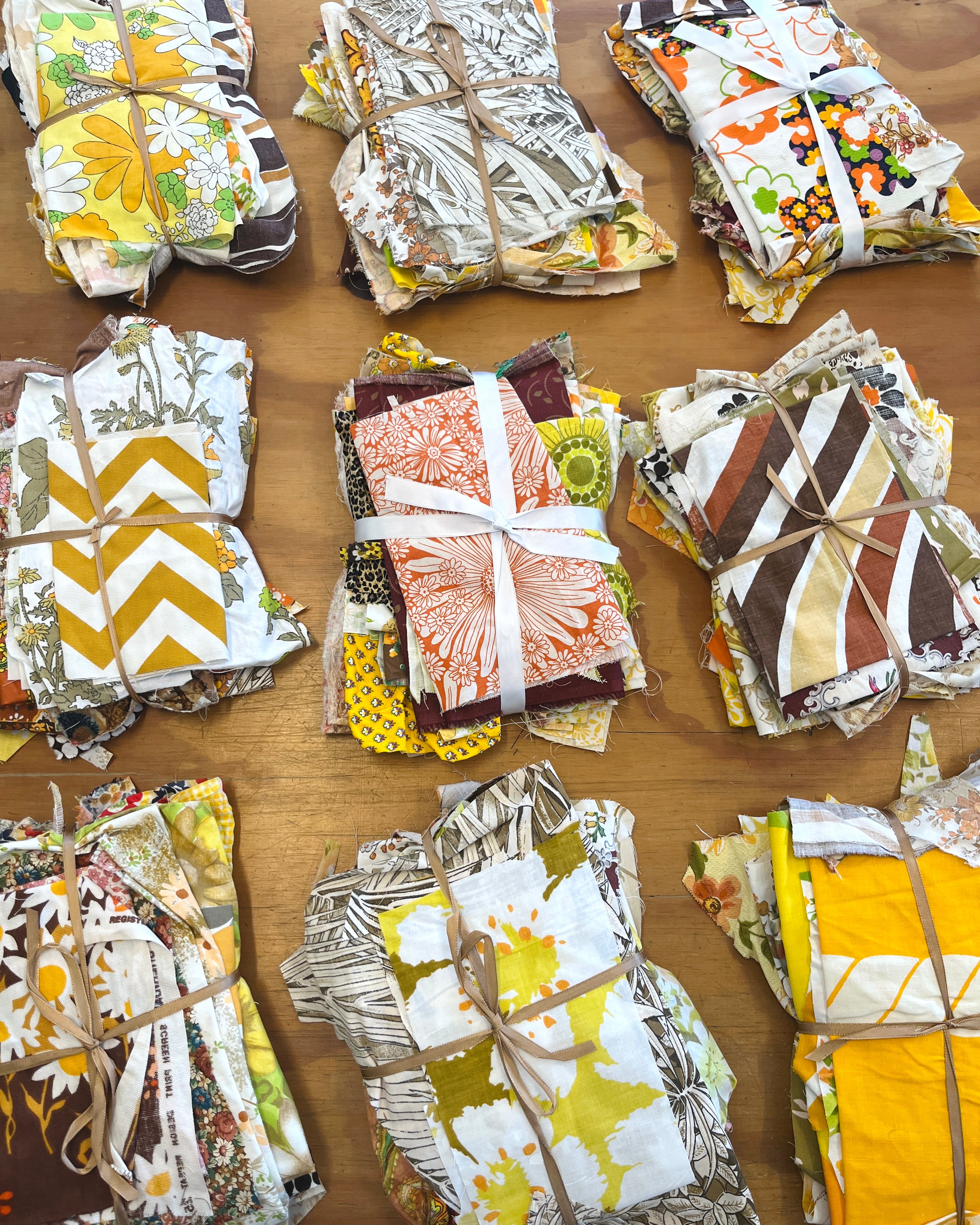 Fabric Scrap Packs YELLOW/ORANGE/BROWN/EARTHY