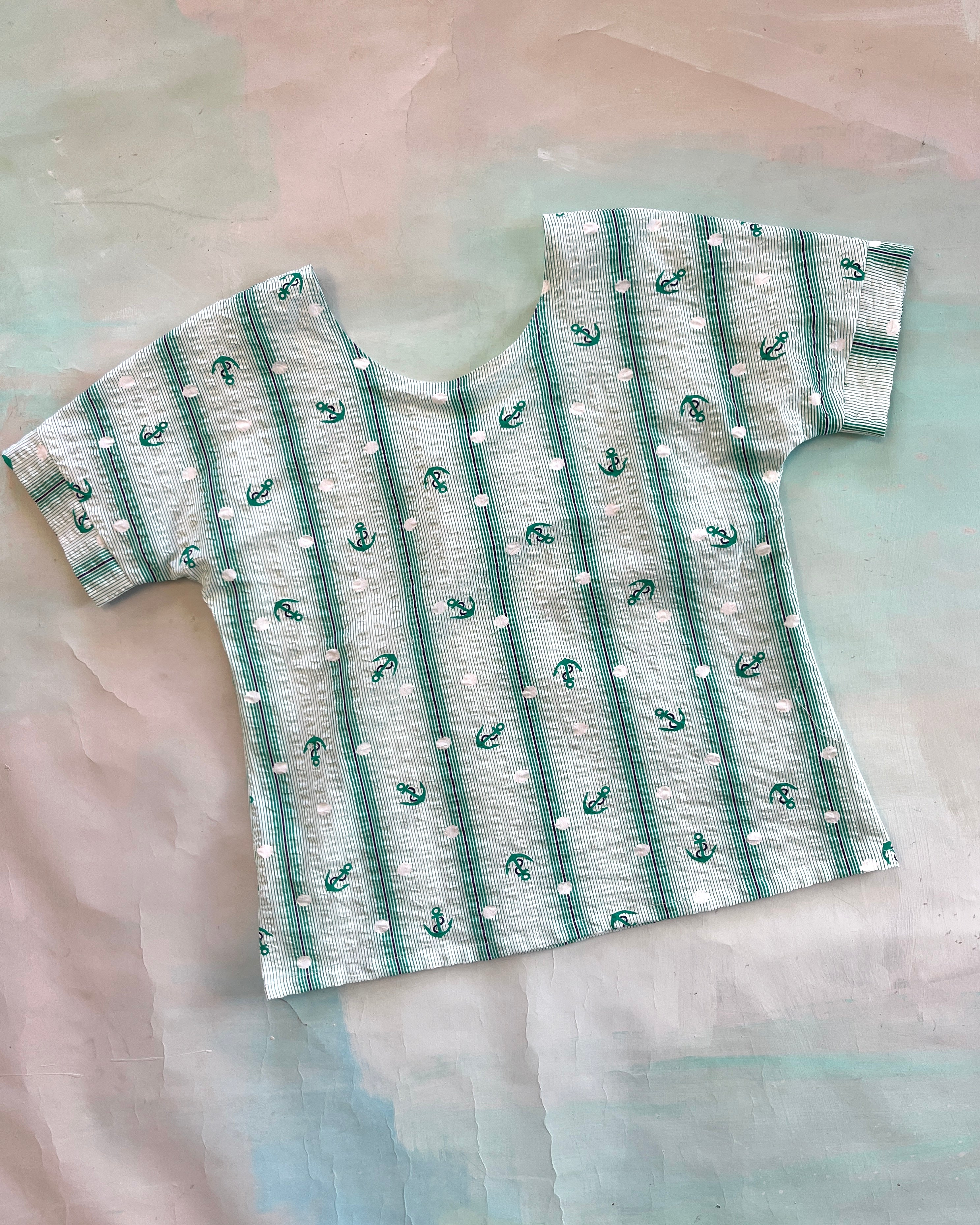 Swap Top Vintage Seersucker Anchors S