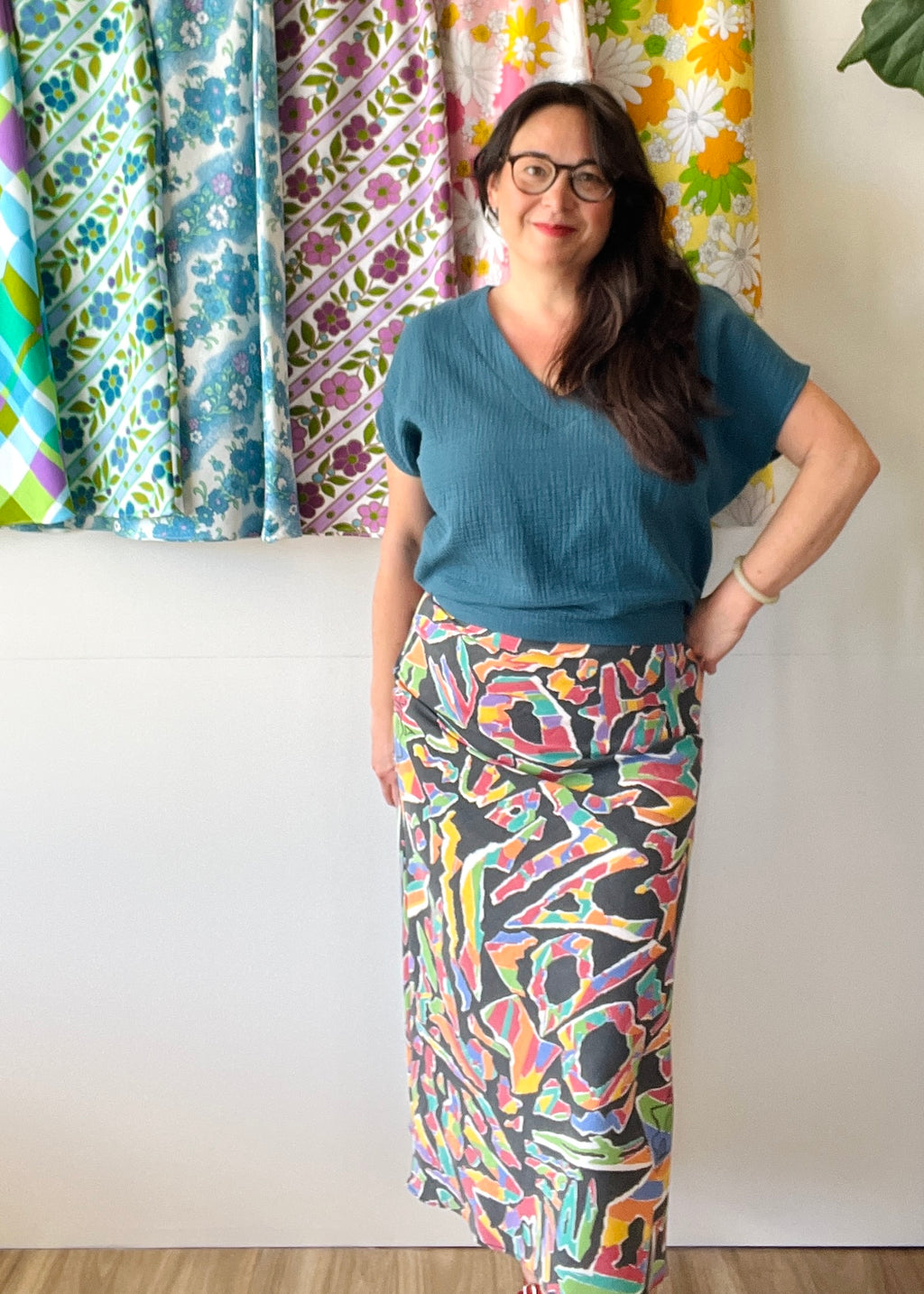 Betsy Bias Skirt Vintage Jenny Kee Opal 12, 14