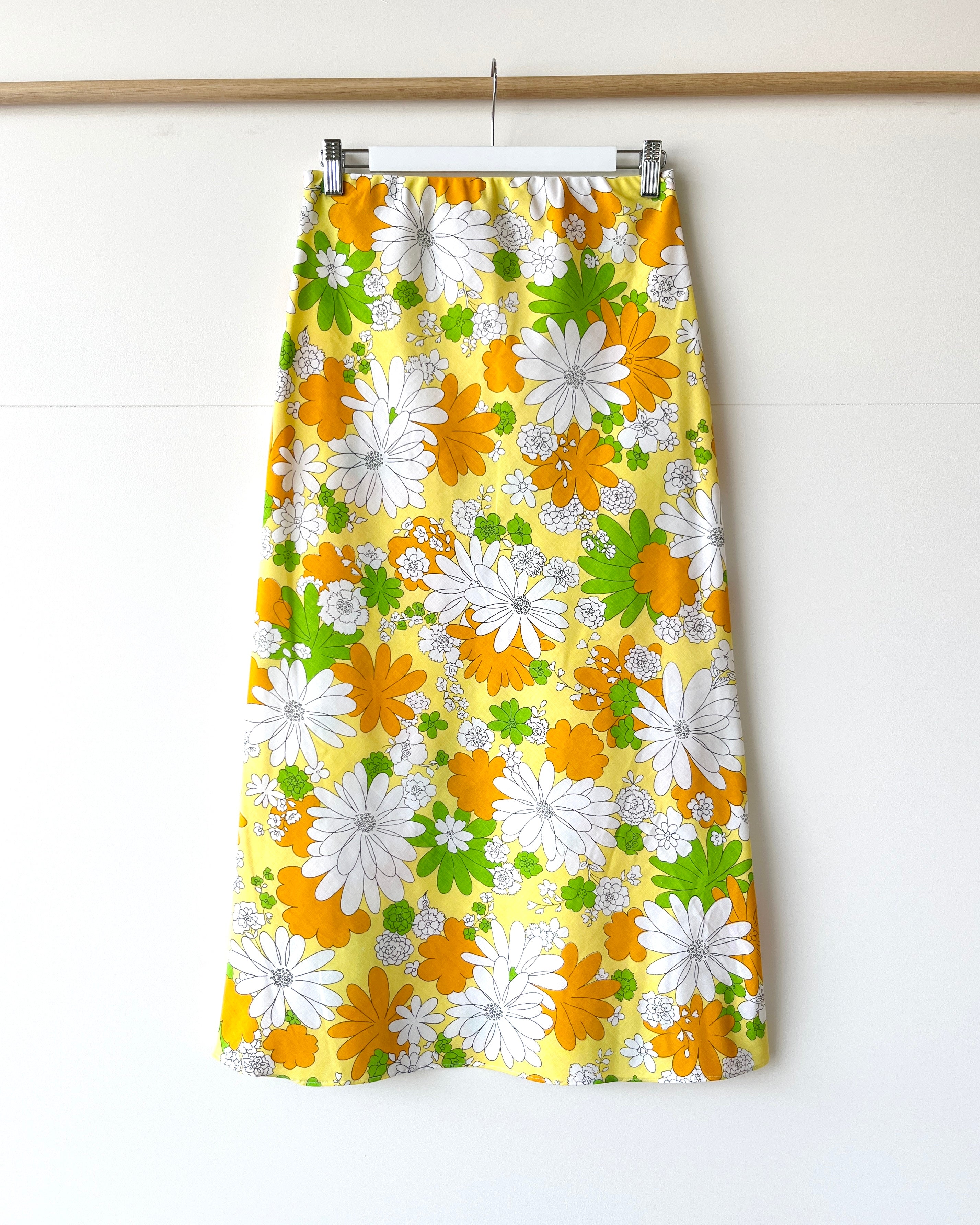 Betsy Bias Skirt Vintage Yellow Flower Power 6, 14