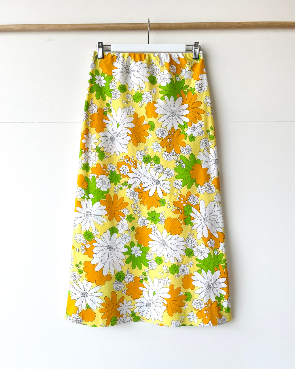 Betsy Bias Skirt Vintage Yellow Flower Power 6, 14