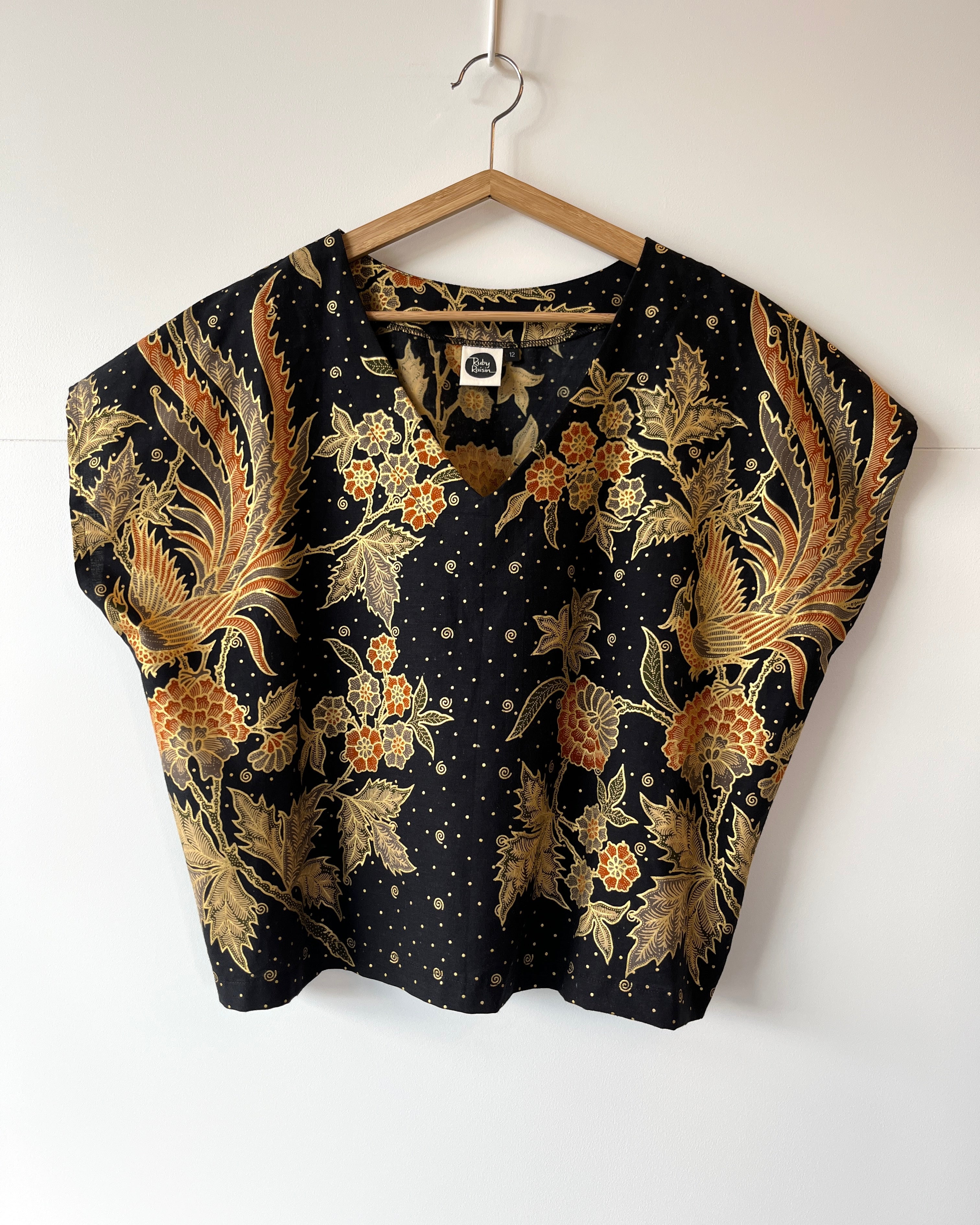 Kite Top Vintage Batik Gold Phoenix 12