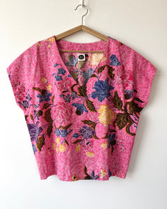 Kite Top Vintage Batik Bright Pink Floral 12