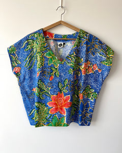 Kite Top Vintage Batik Royal Blue Floral 12