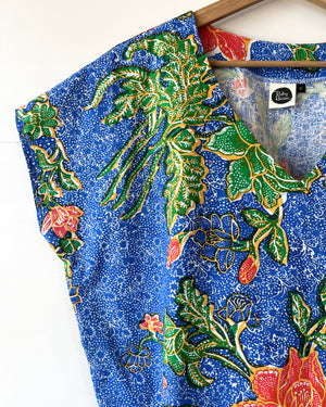 Kite Top Vintage Batik Royal Blue Floral 12
