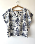 Kite Top Vintage Batik Indigo Dragon 14
