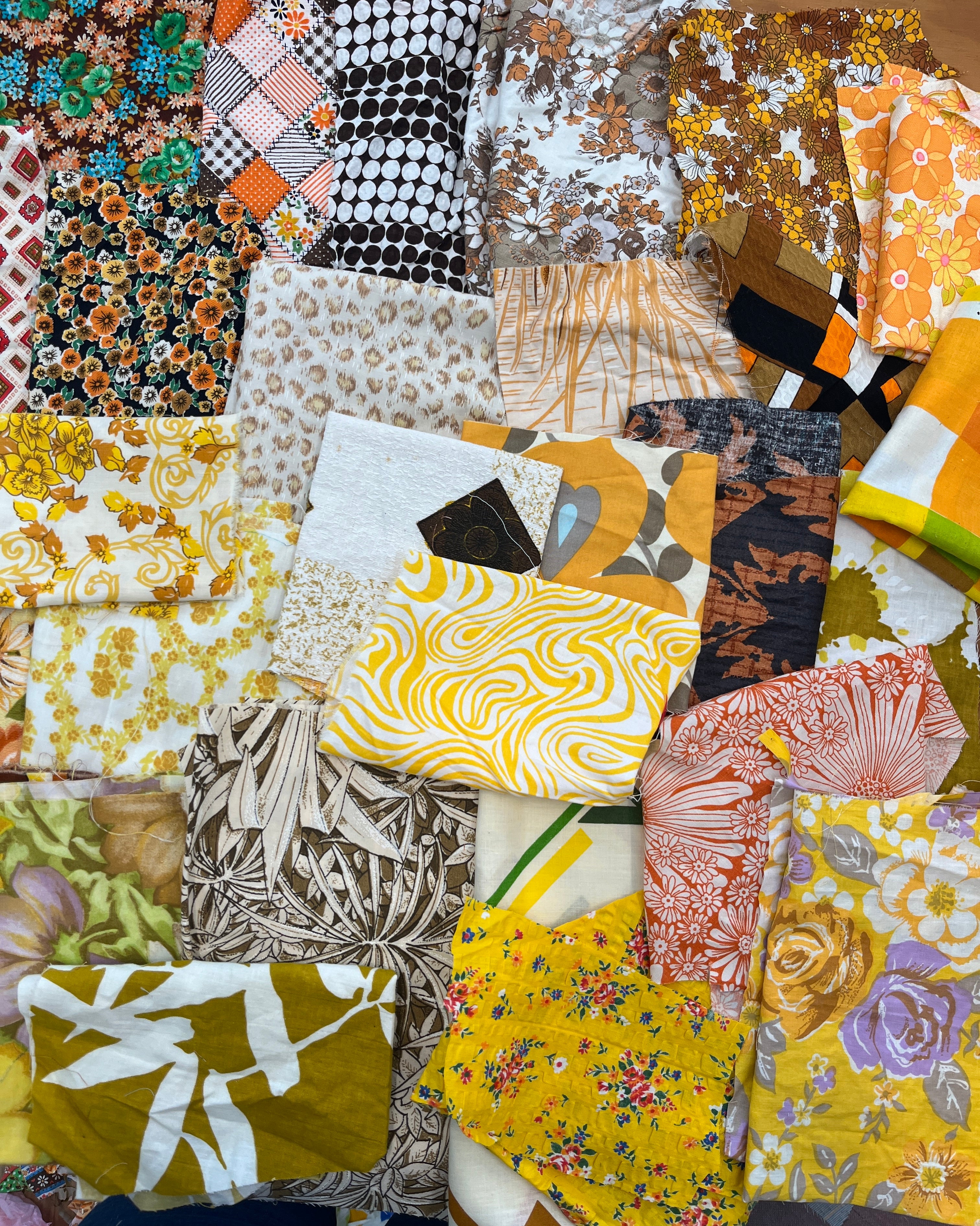 Fabric Scrap Packs YELLOW/ORANGE/BROWN/EARTHY
