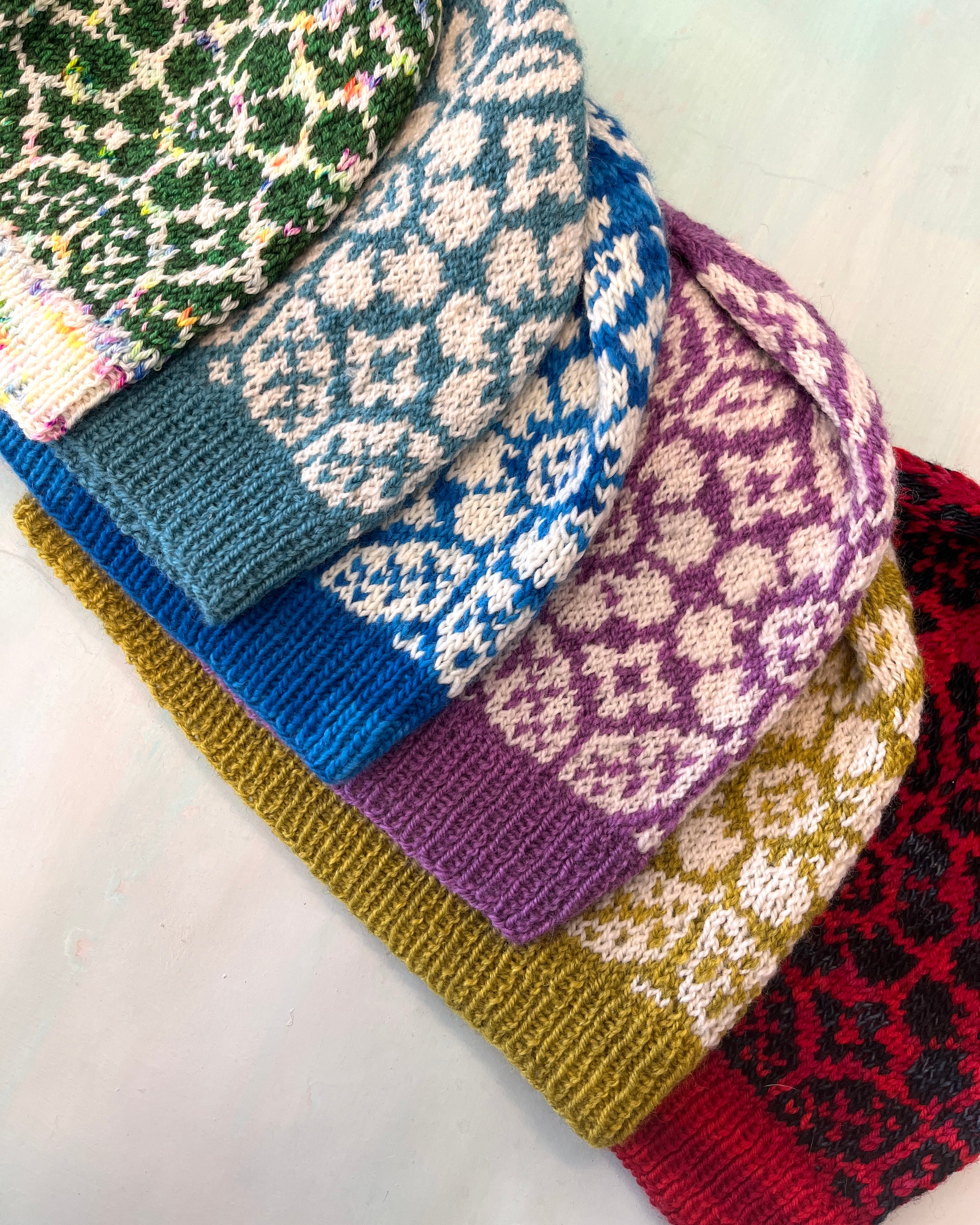 Hand Knitted Beanies Lace Flowers