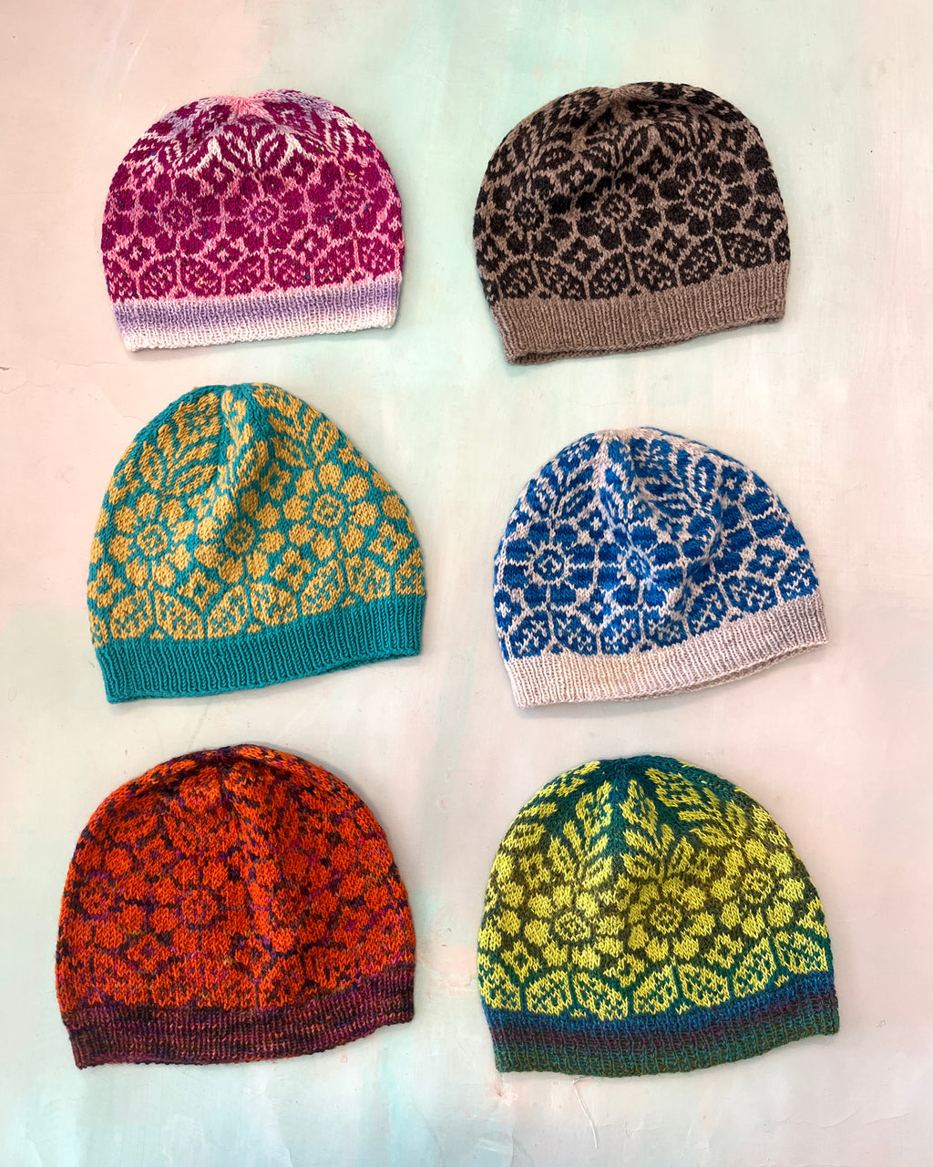 Hand Knitted Beanies Lace Flowers