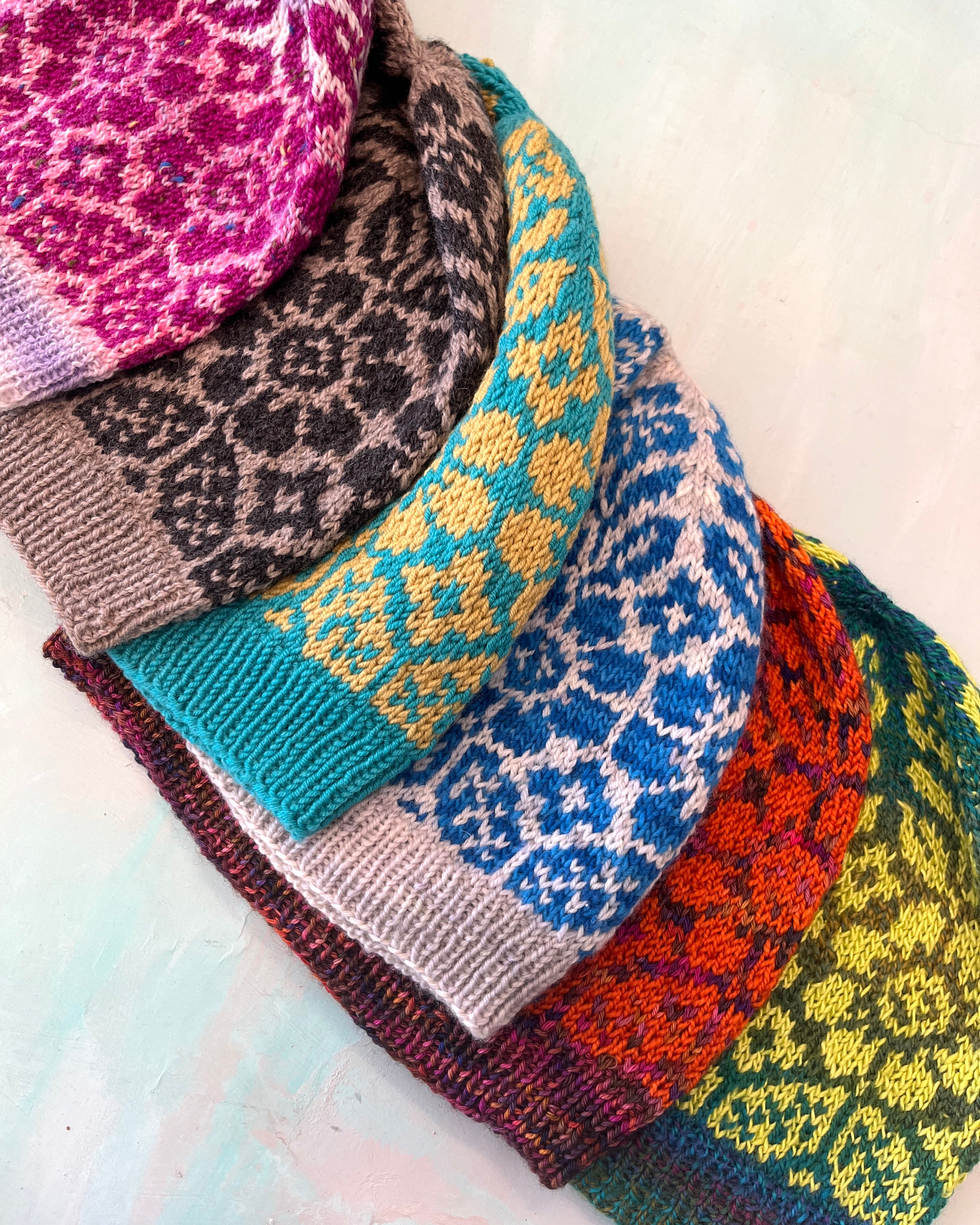 Hand Knitted Beanies Lace Flowers