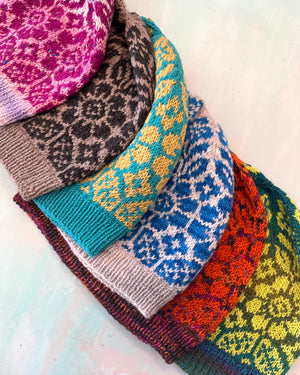 Hand Knitted Beanies Lace Flowers