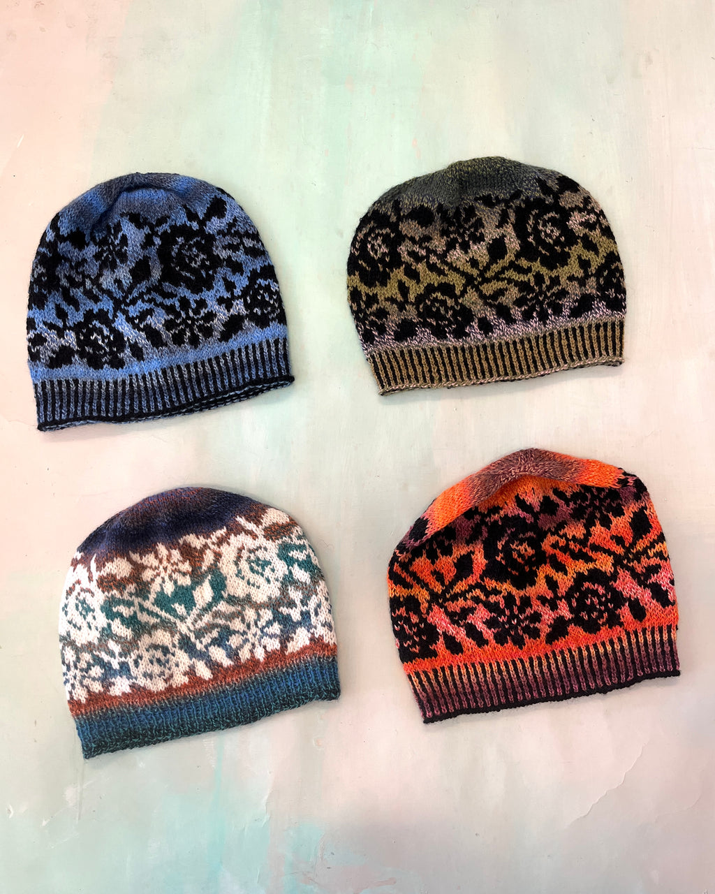 Hand Knitted Beanies Roses