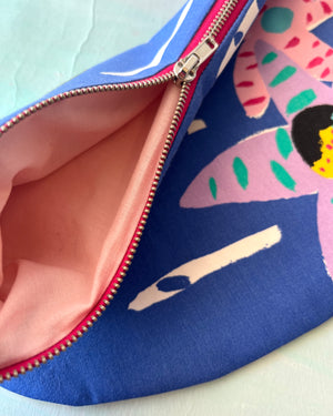 Crescent Purse Vintage Ken Done Blue Flowers By The Sea