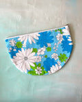 Crescent Purse Vintage Blue Flower Power