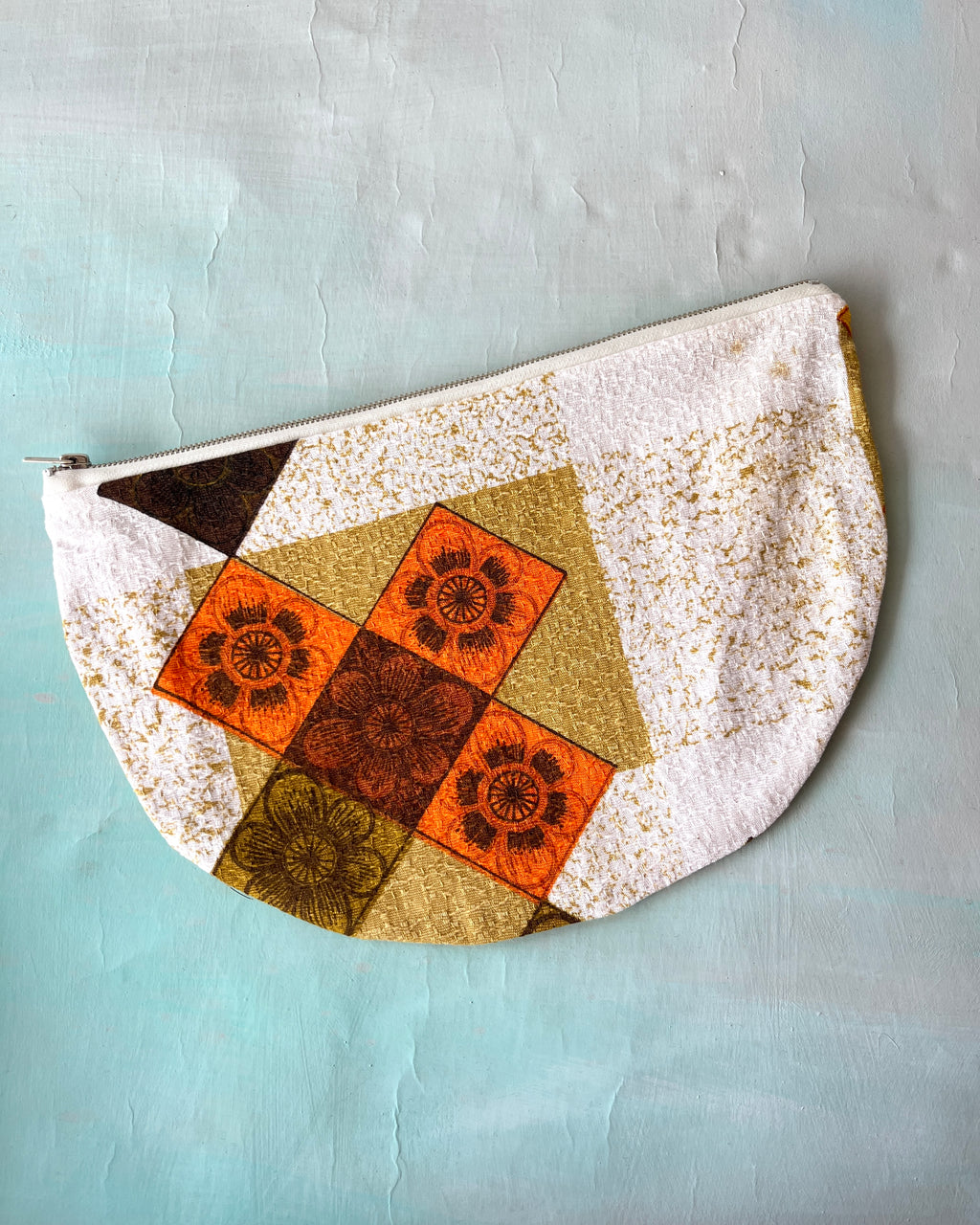 Crescent Purse Vintage Barkcloth