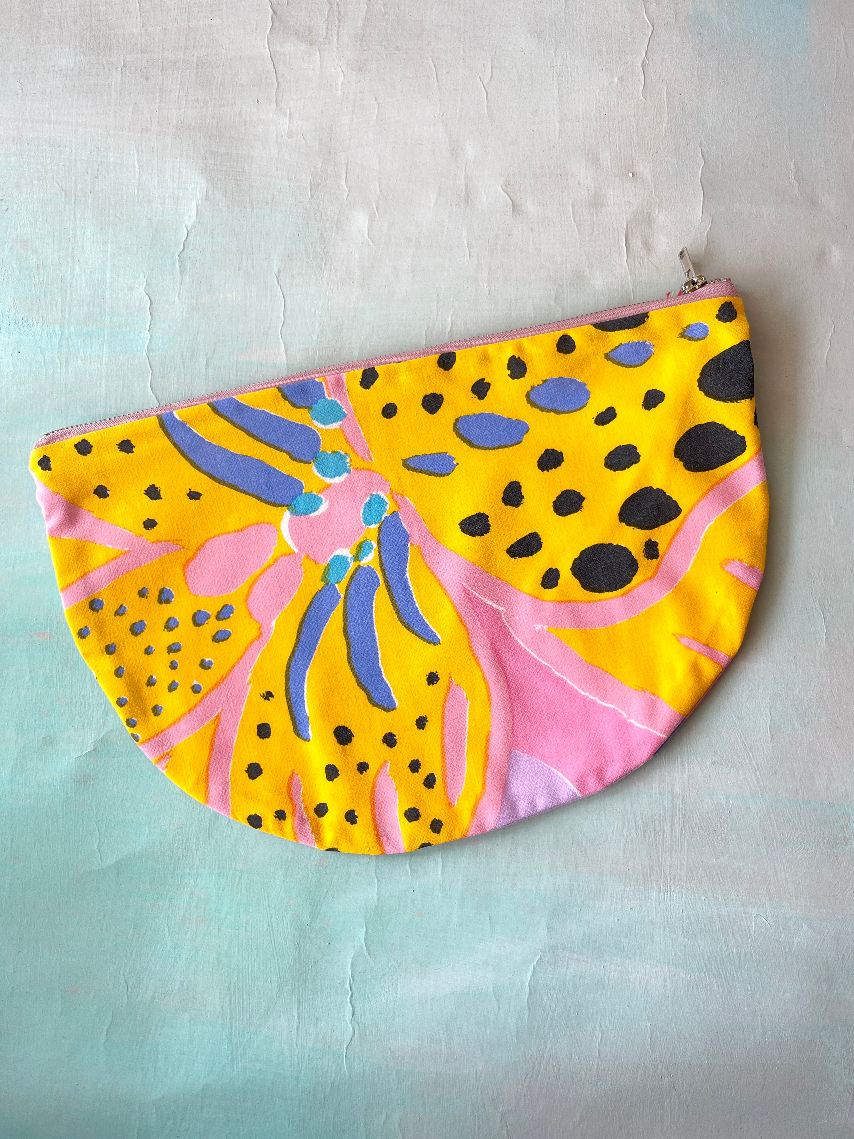 Crescent Purse Vintage Ken Done Pink Flowers By The Sea