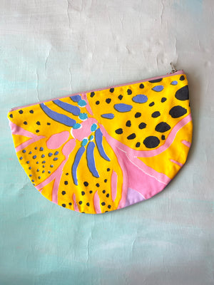 Crescent Purse Vintage Ken Done Pink Flowers By The Sea