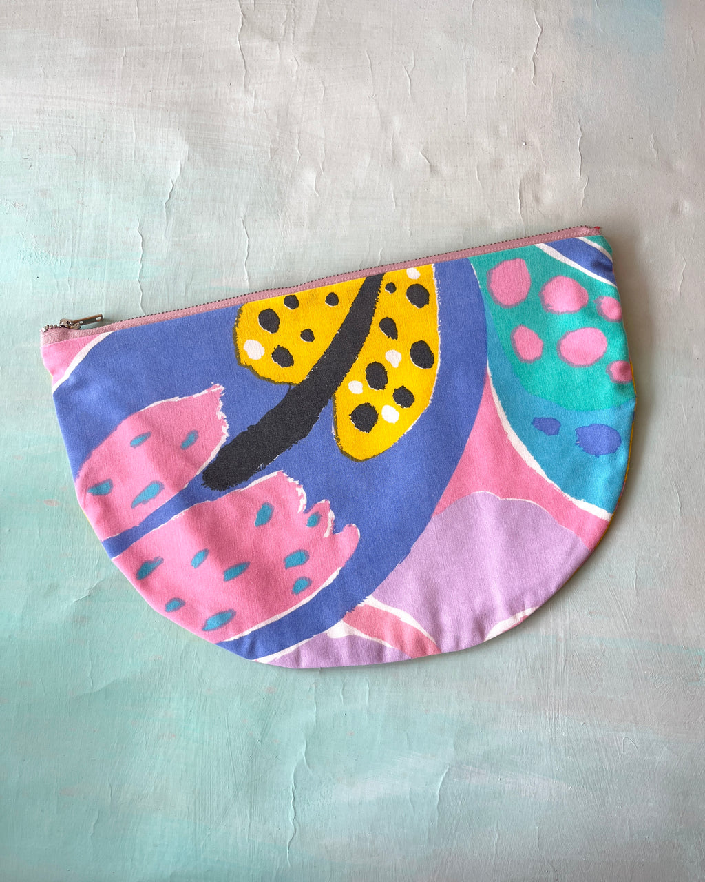 Crescent Purse Vintage Ken Done Pink Flowers By The Sea