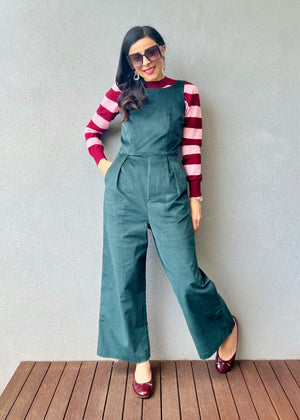 Stevie Jumpsuit Forest Green Corduroy