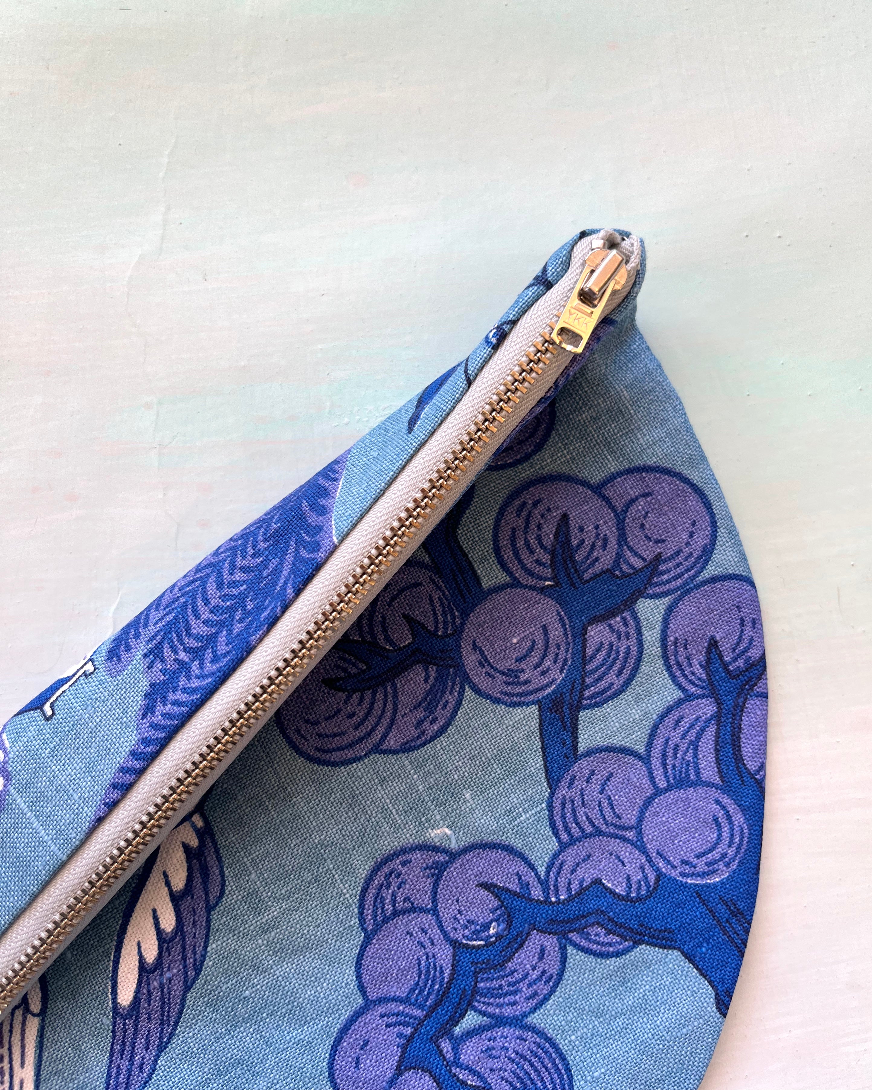 Crescent Purse Vintage Blue Willow & Swallows