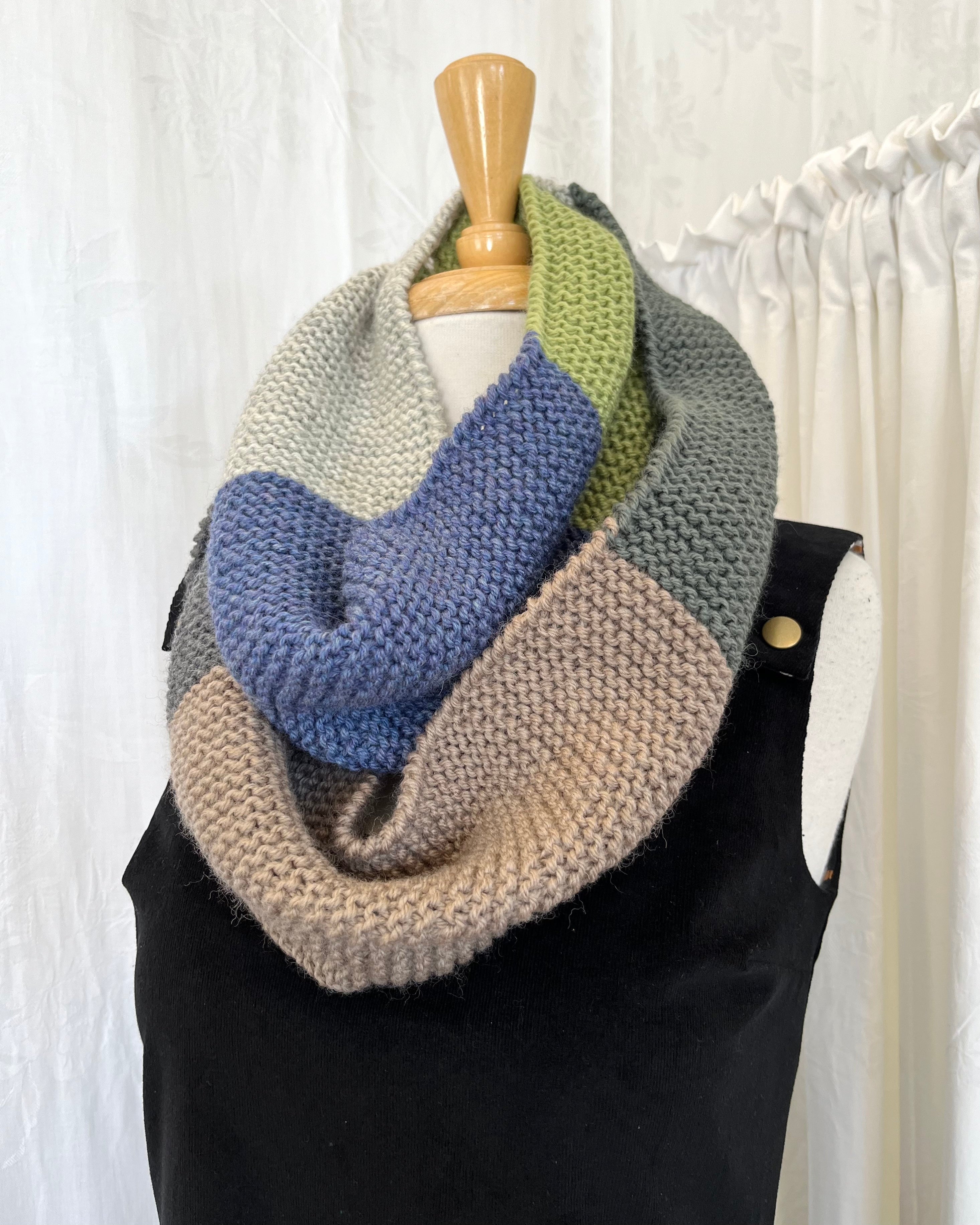 Hand Knitted Infinity Scarf Cool Skies