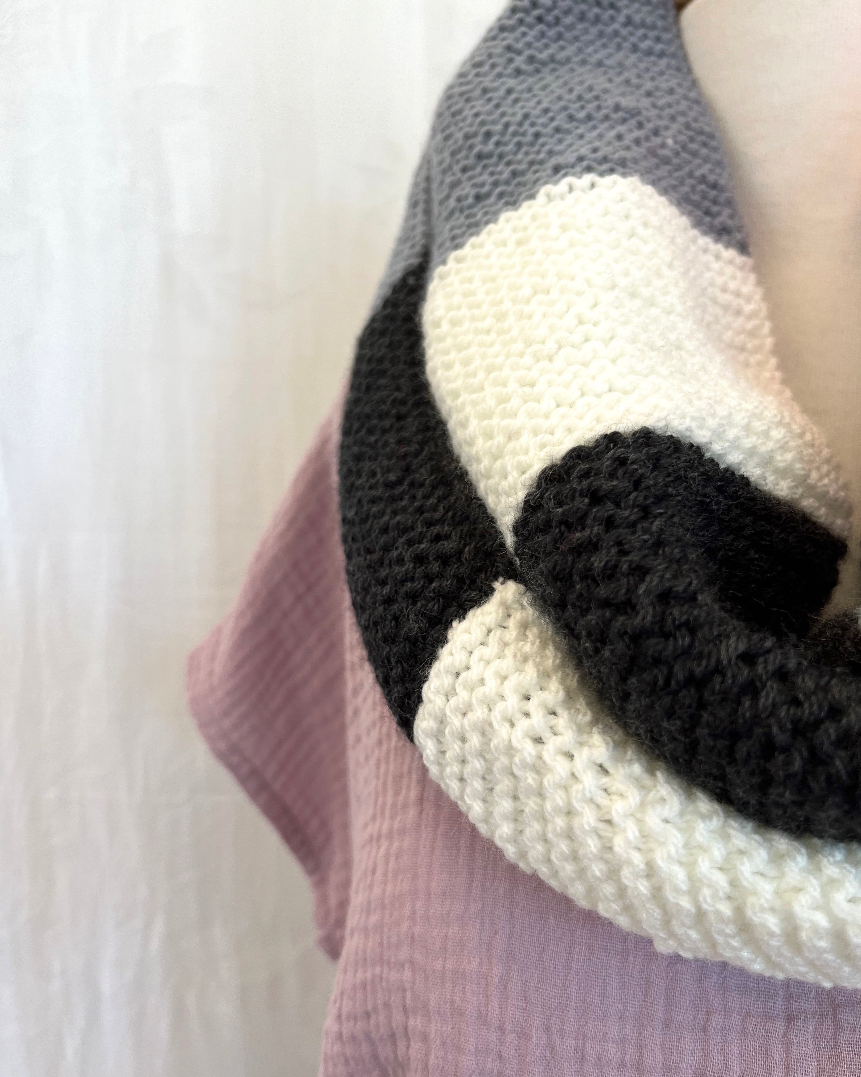 Hand Knitted Infinity Scarf Liquorice All Sorts #1