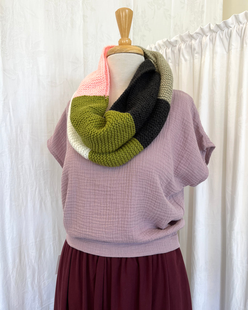 Hand Knitted Infinity Scarf Liquorice All Sorts #2
