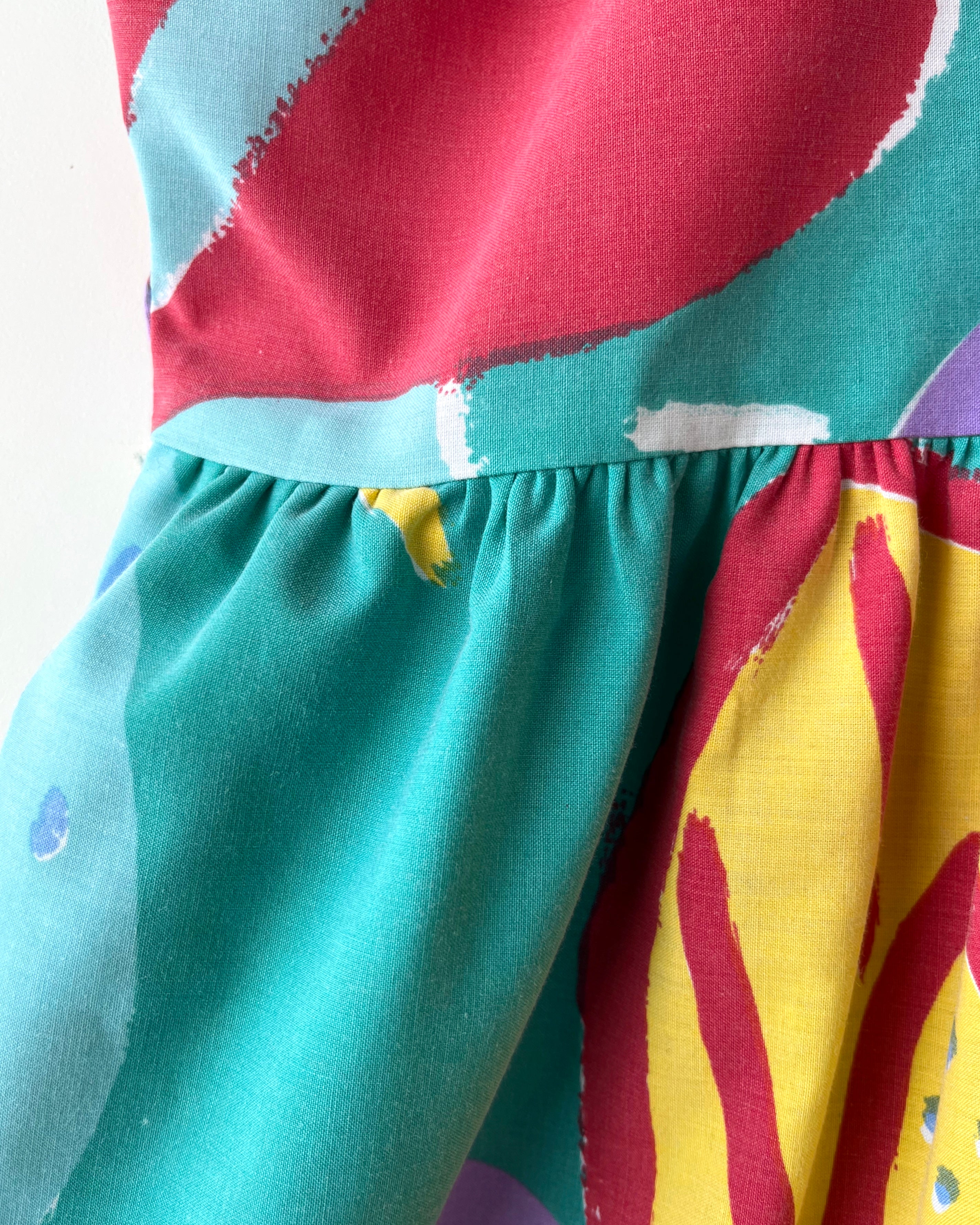Lucy Dress Vintage Ken Done Green Flowers by the Sea 10