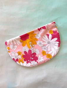 Crescent Purse Vintage Pink Flower Power