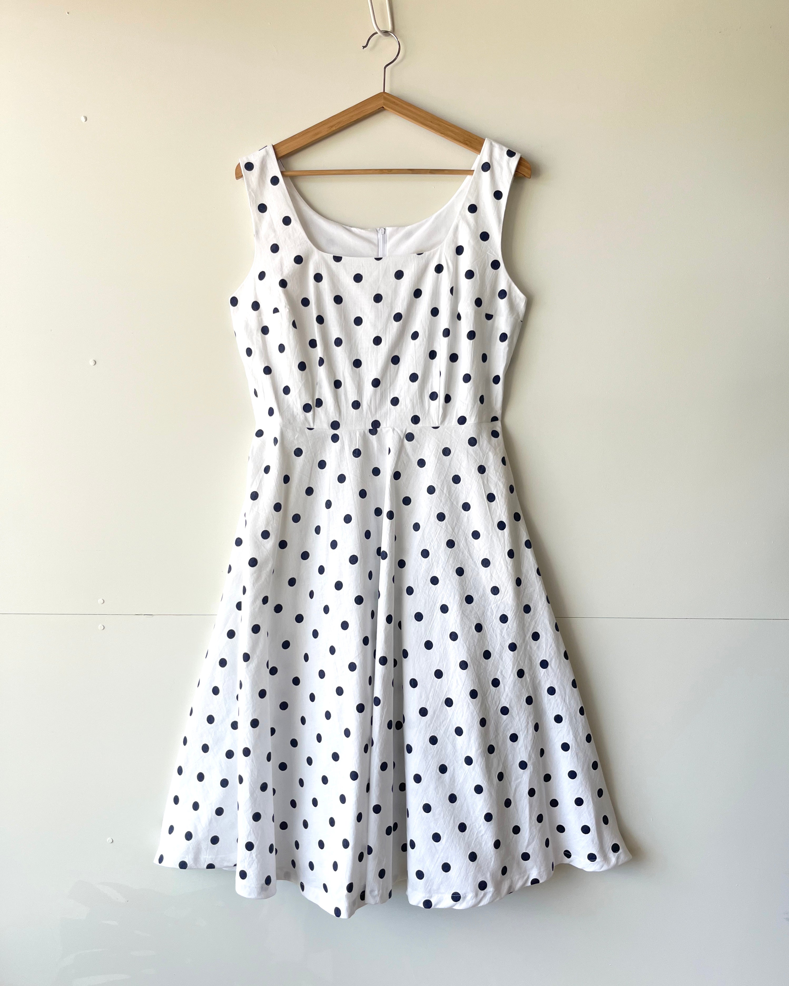 Calypso Dress Vintage Navy White Spot 12