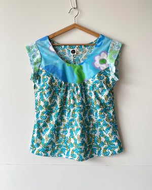 Collage Top Vintage Turquoise L & XL